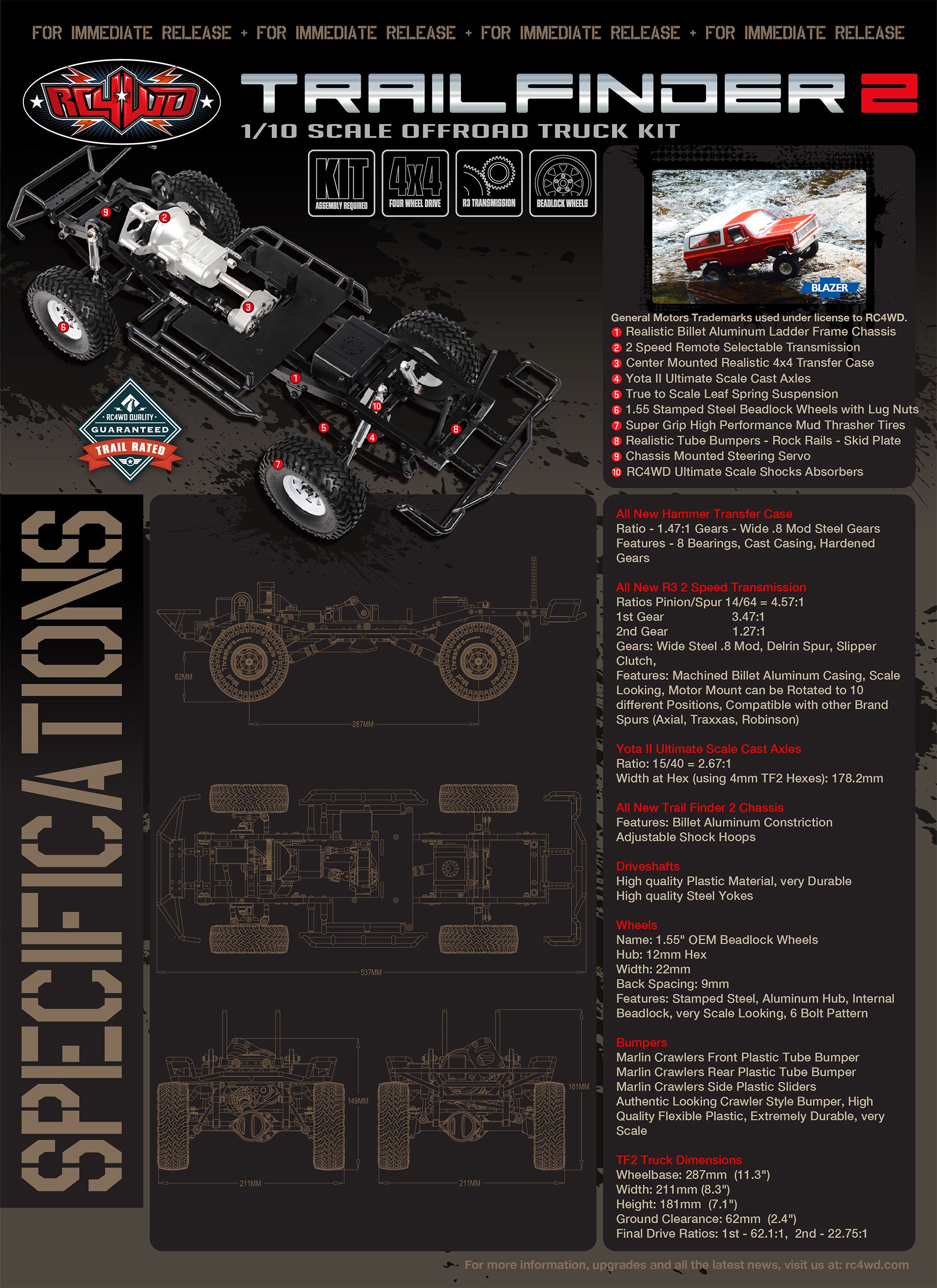 RC4WD Trail Finder 2 Truck Kit-Z-K0054