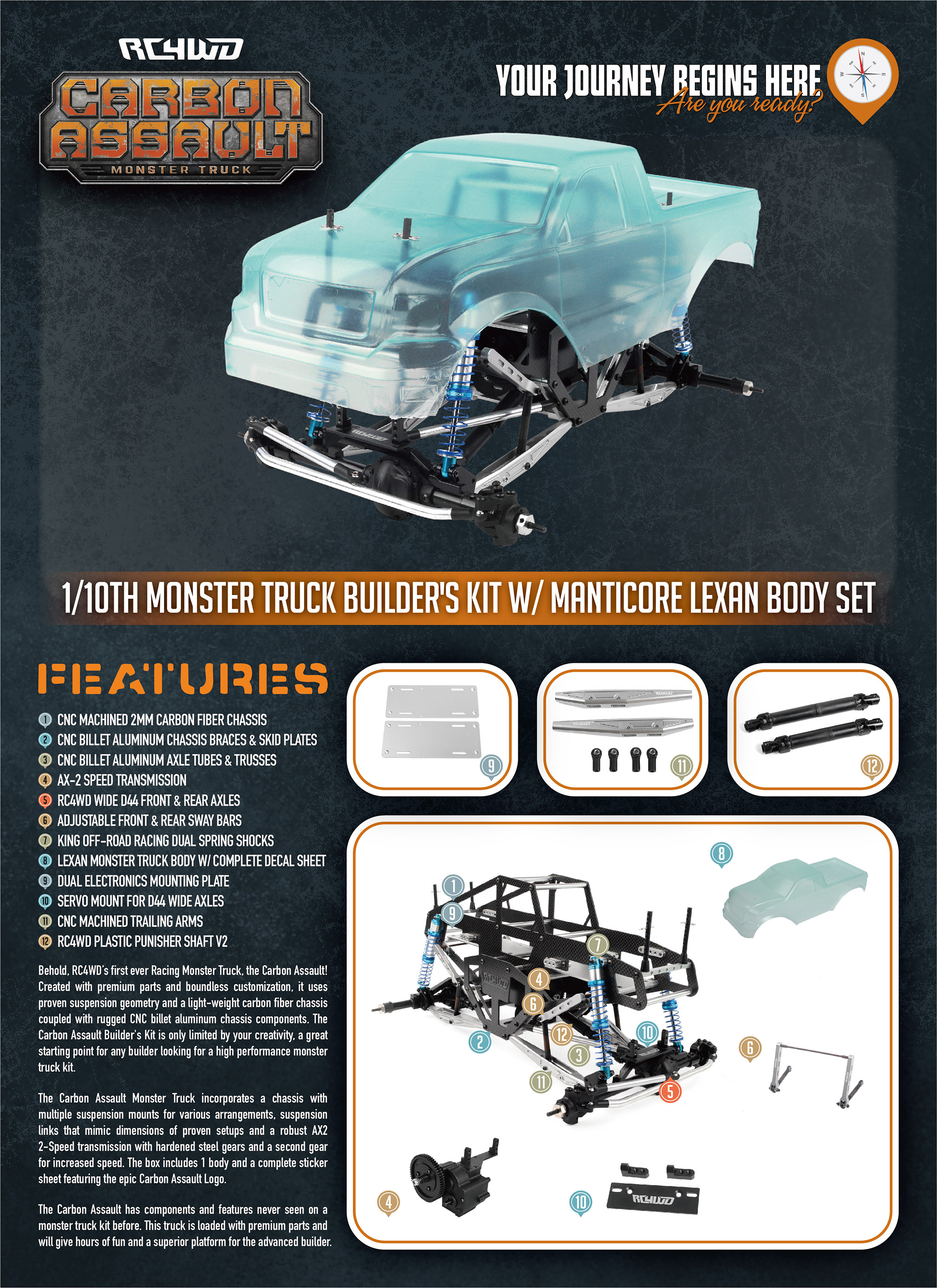 Front Wheel Shock Steering Servo Suspension Parts Kit For 1/24 Vehicles Model 
