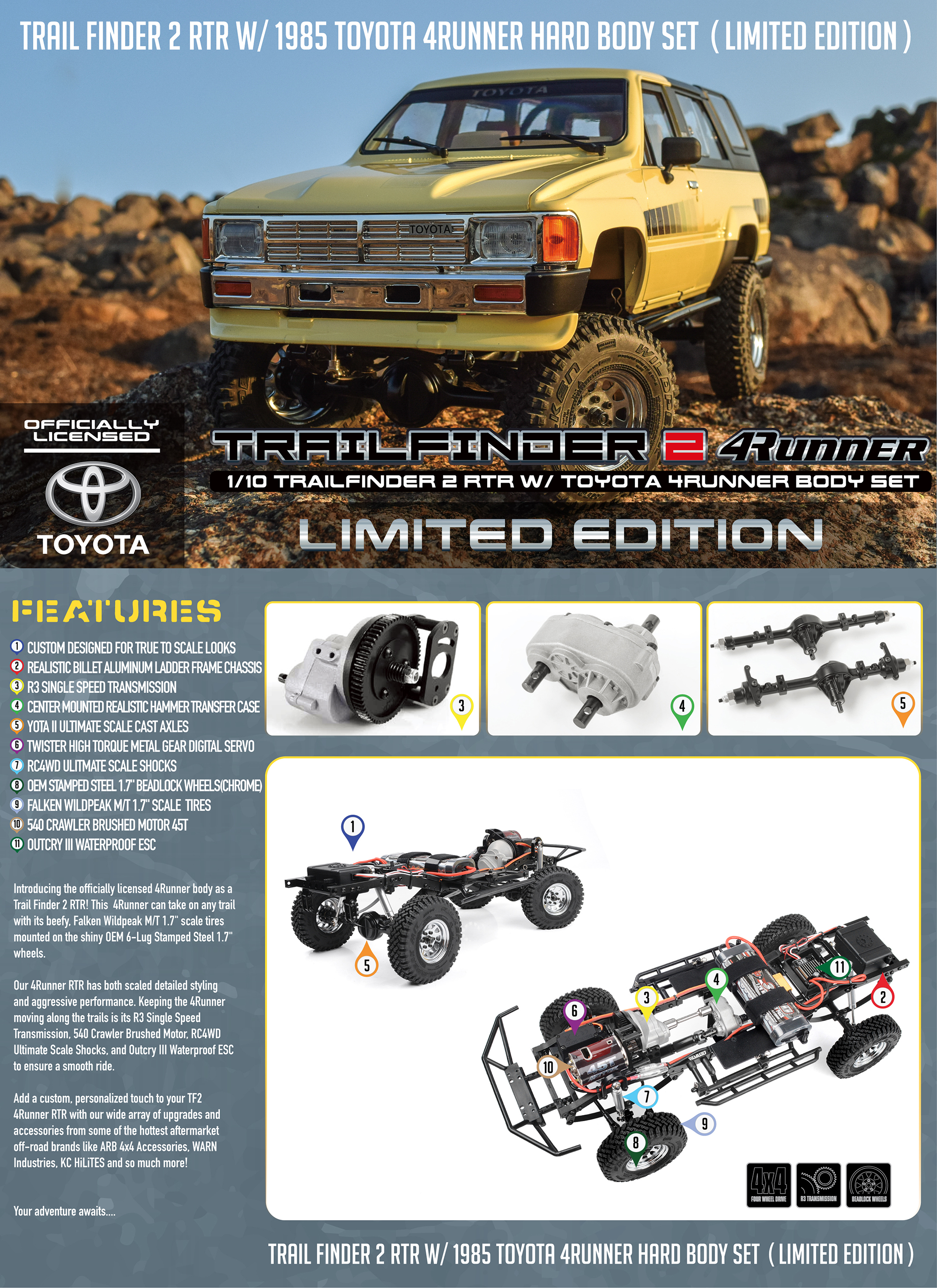 RC4WD /6 Scale 2.4GHz RC 4WD RC Model Crawler Car High Speed  Vehicle RTR 