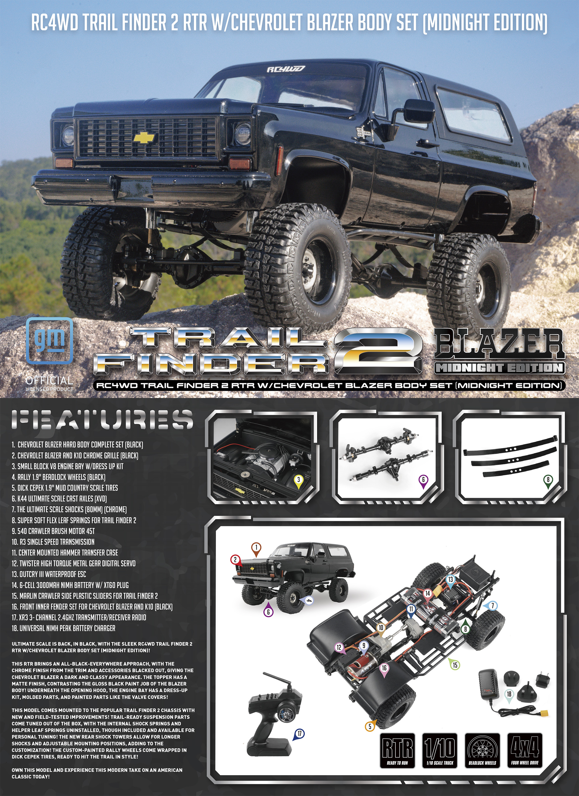 RC4WD Trail Finder 2 RTR w/Chevrolet Blazer Body Set (Midnig